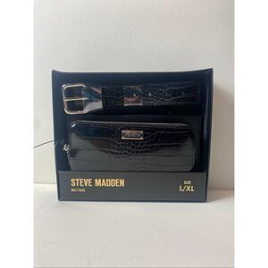 Steve Madden Croc Embossed Belt Bag Crossbody Black Faux Leather Adjustable L/XL